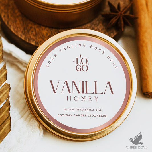 Modern Round Candle Label Editable Template Canva