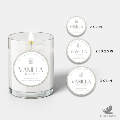 Attractive Silver Glitter Candle Label Template Canva