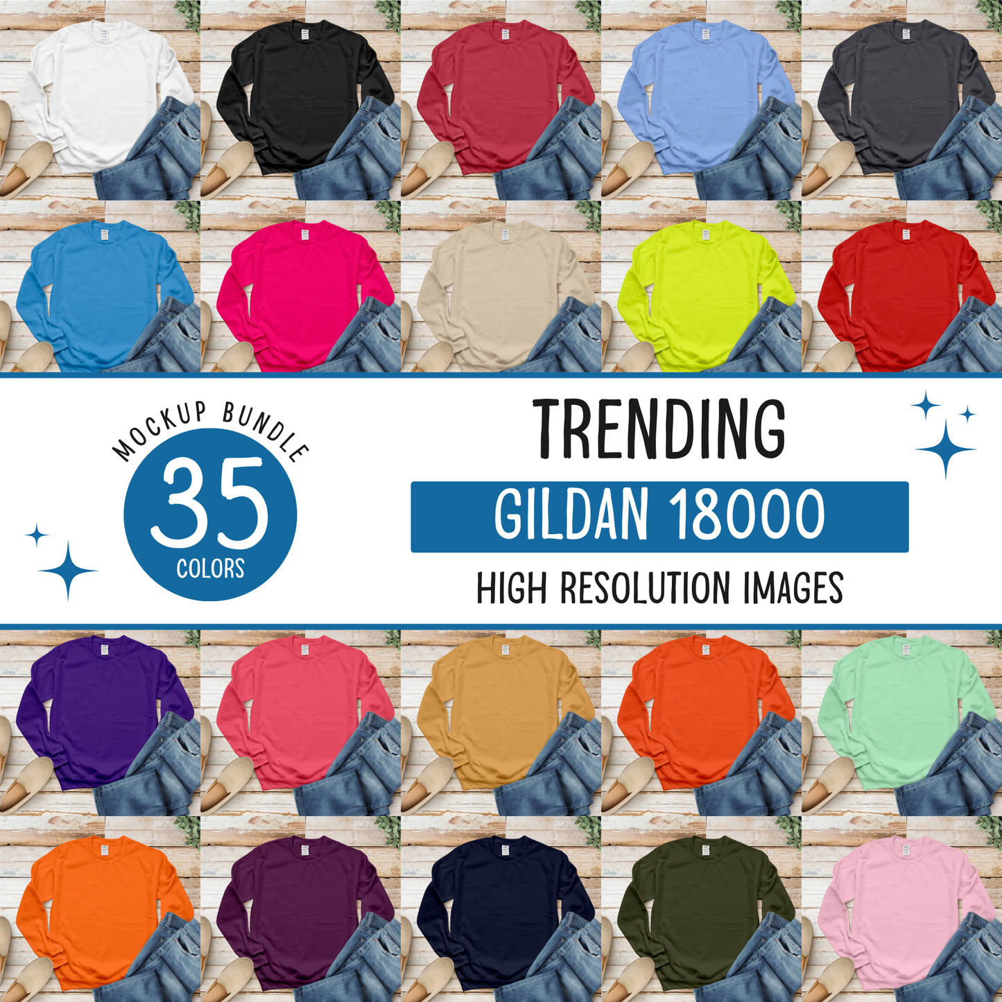 gildan 18000 sweatshirt mockup bundle - d1