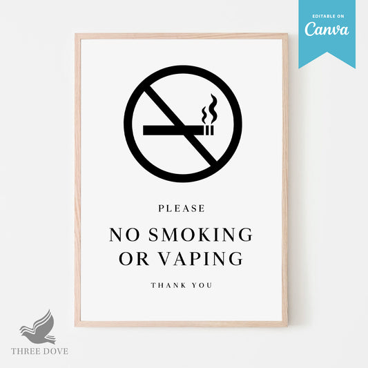 Editable Airbnb No Smoking Sign Template