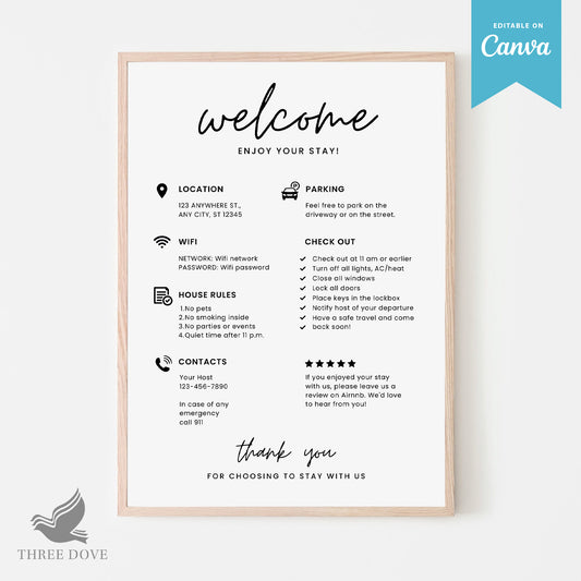 Editable Airbnb Welcome Sign Template