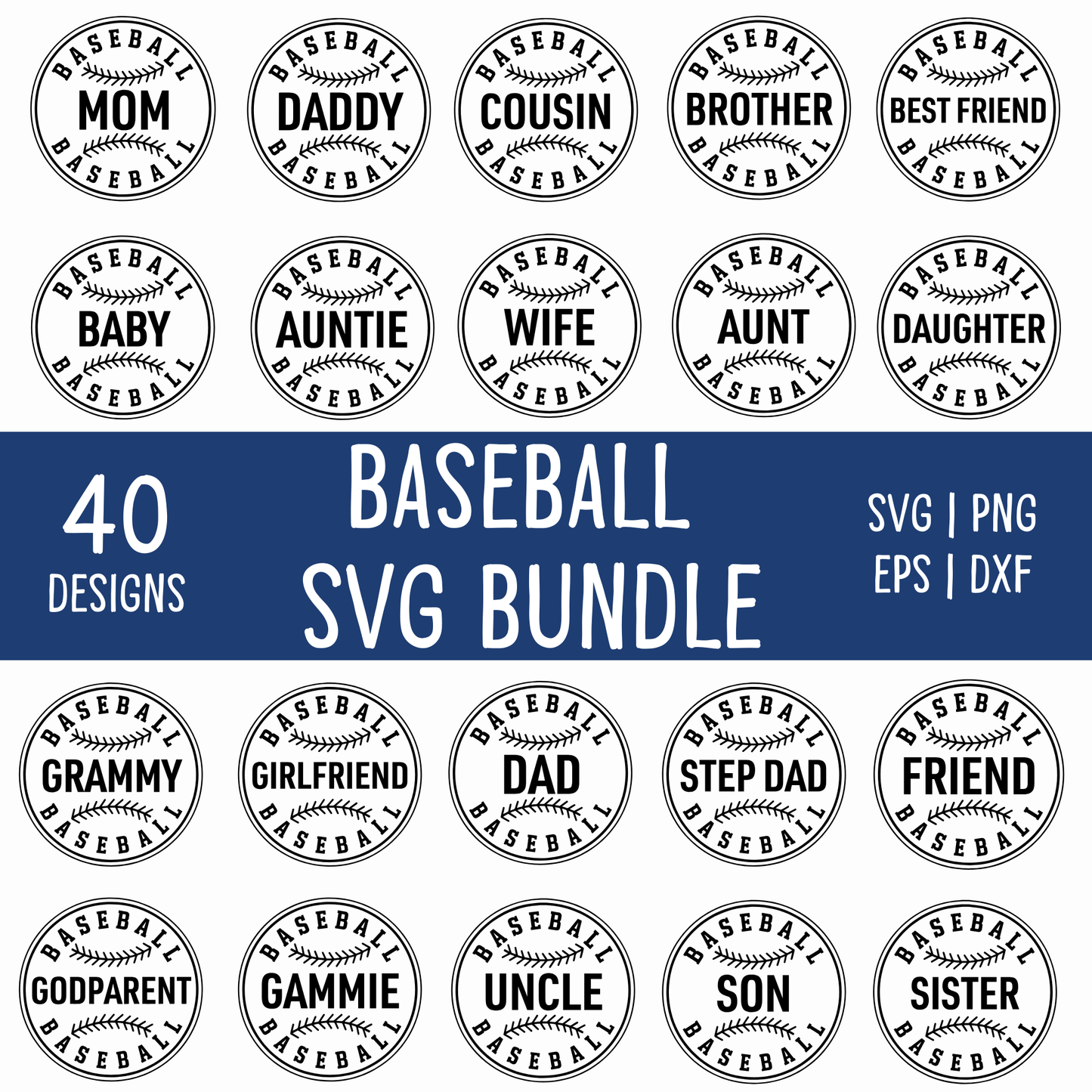 baseball family svg bundle