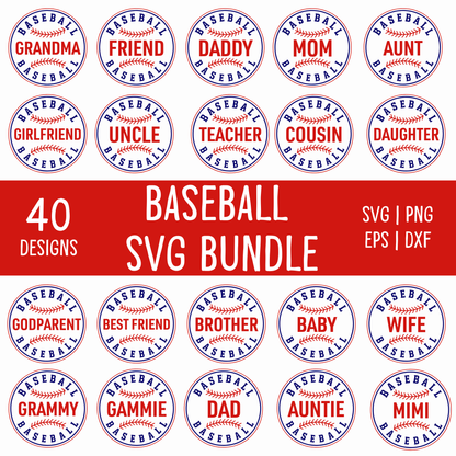 Baseball Family Color SVG Bundle