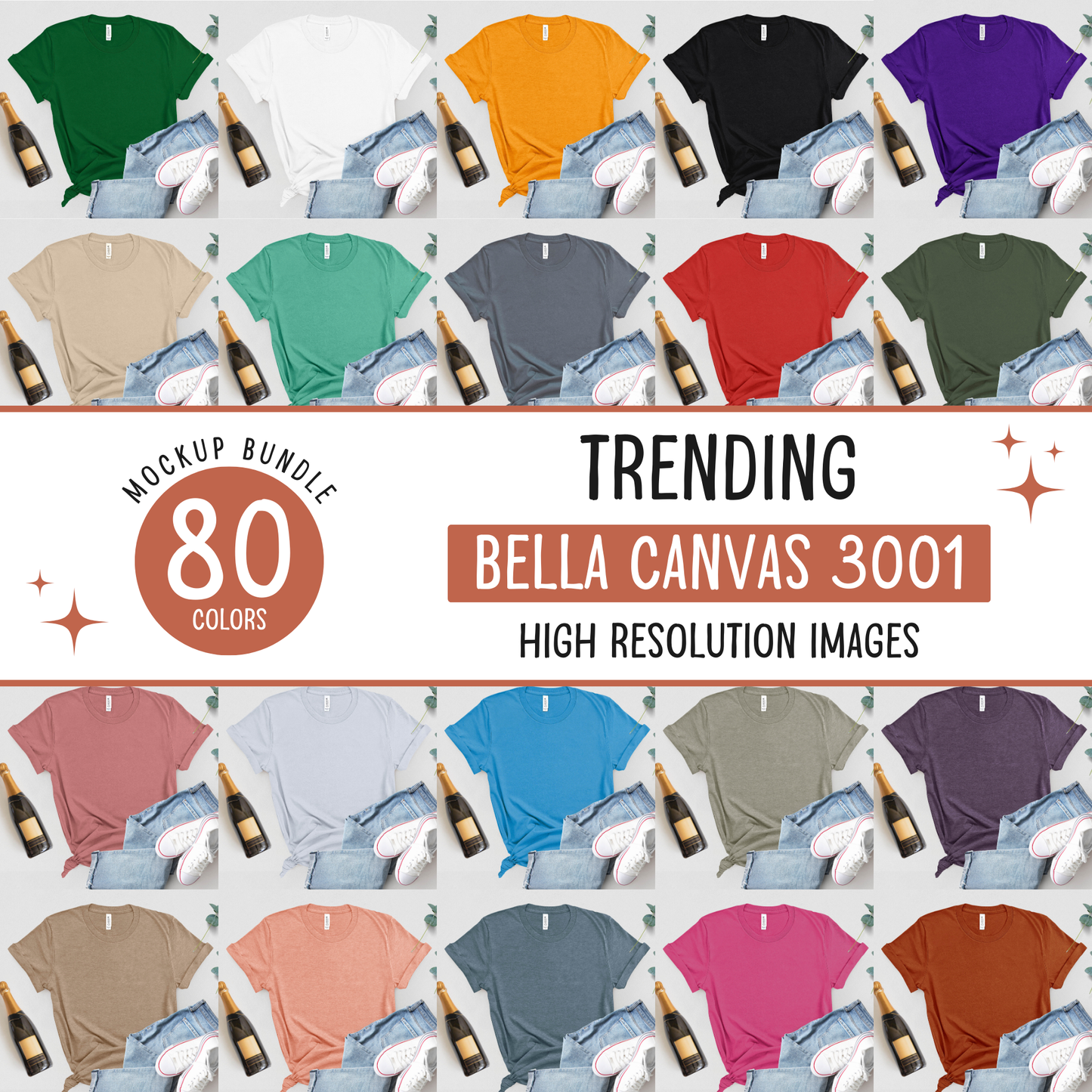 bella canvas 3001 mockup bundle - d9