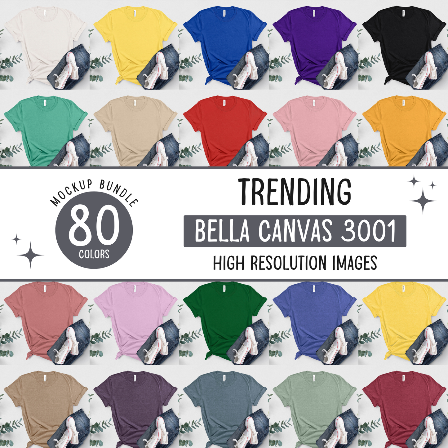 bella canvas 3001 mockup bundle - d4