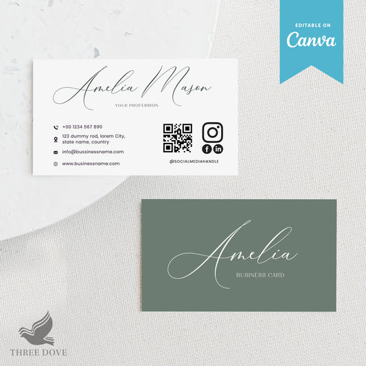 Editable Dark & White Business Card Template