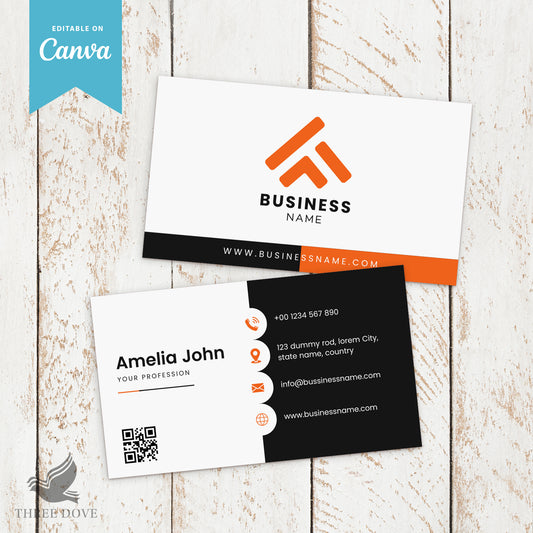 Small Business Card Template with QR Code