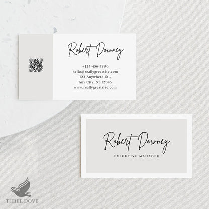 DIY Light Color Business Card Template QR Code