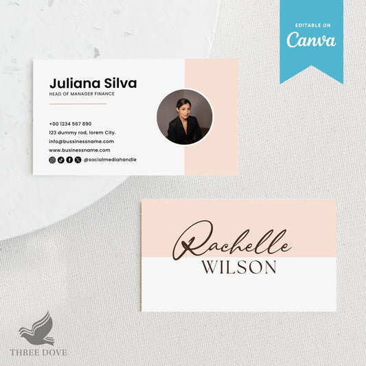 Light Pink Photo Business Card Template