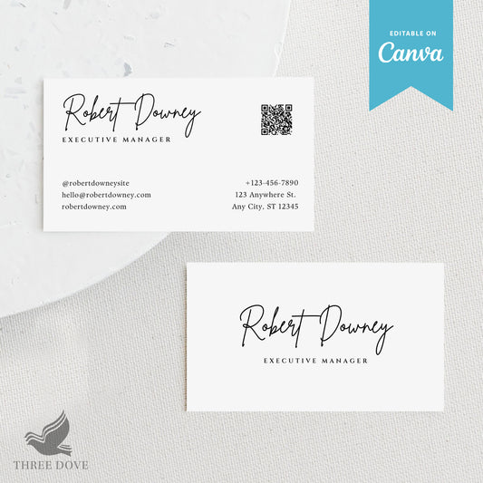 Royal White Business Card Template QR Code