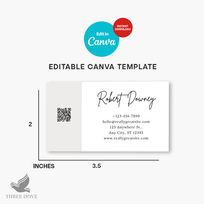 DIY Light Color Business Card Template QR Code