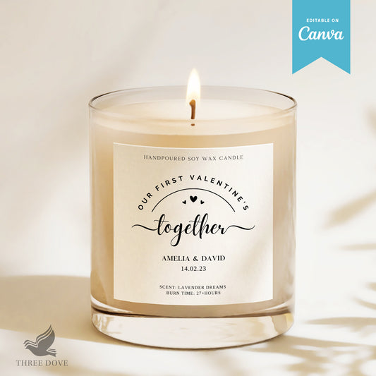 White Valentine's Day Candle Label Template