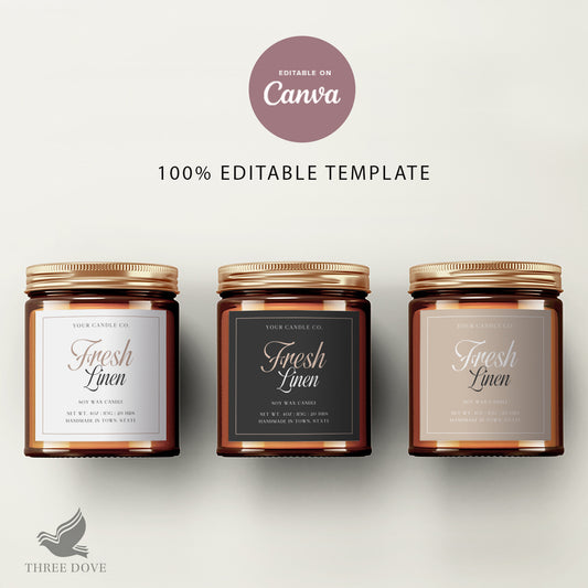 Editable 3 Colors Candle Label Template