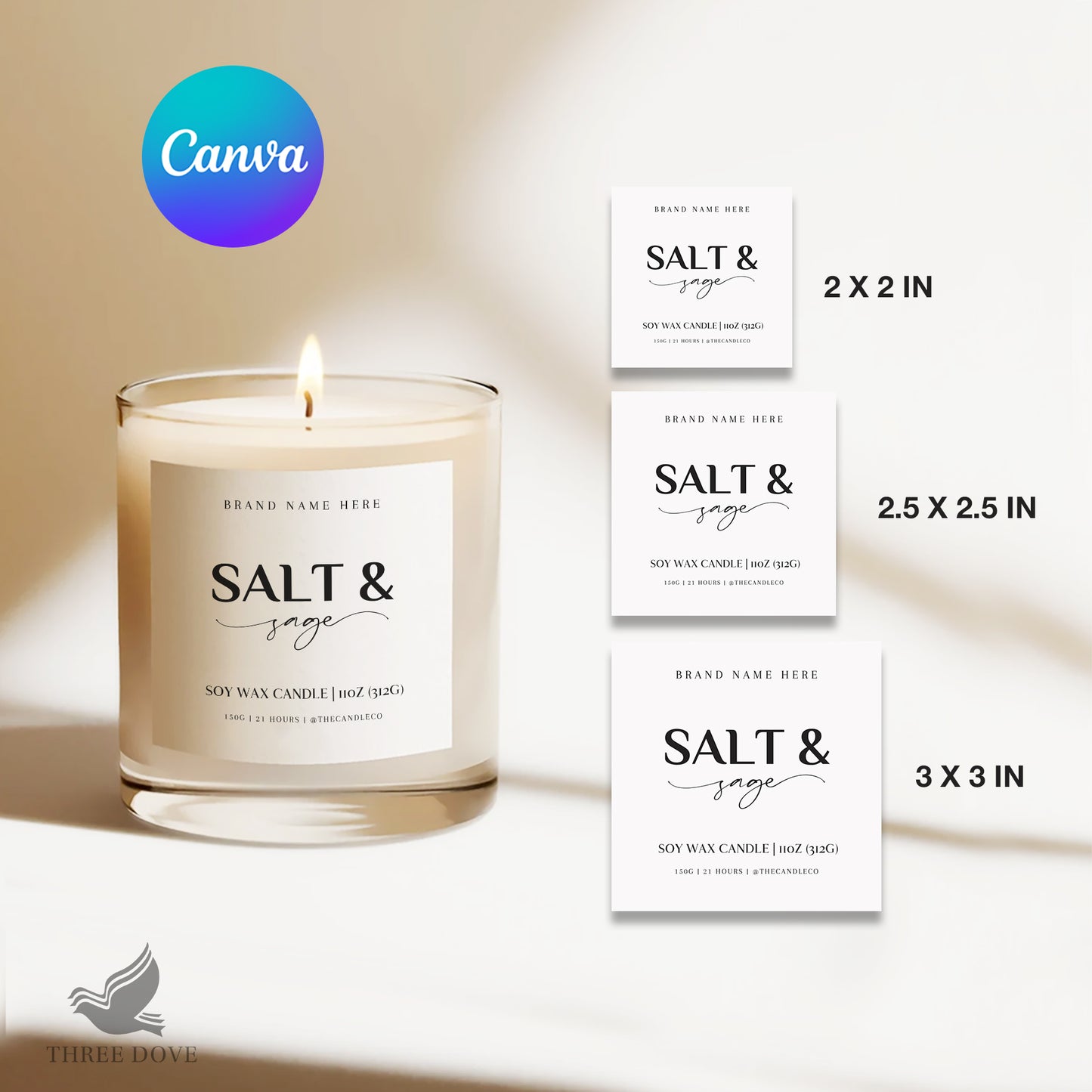 3 royal colors candle label template