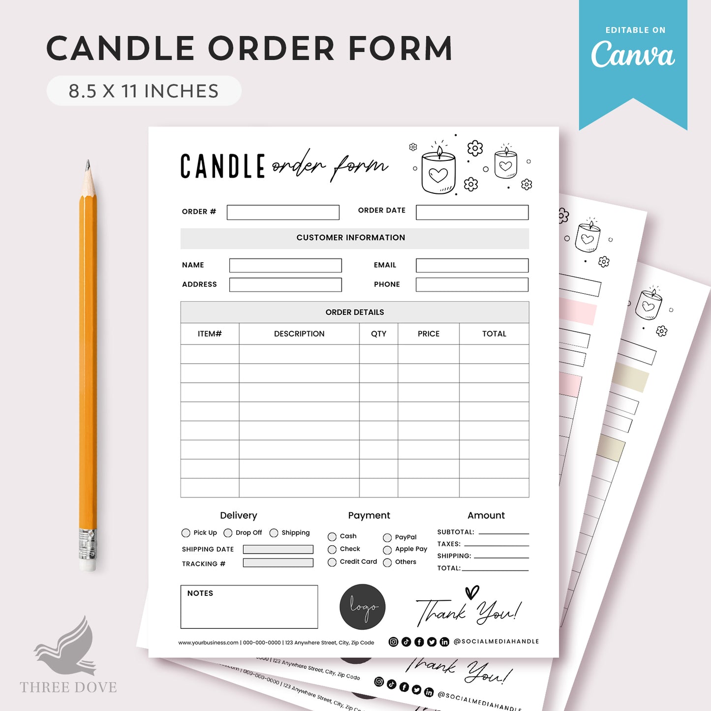 editable candle order form template