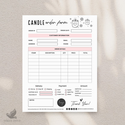 Editable Candle Order Form Template