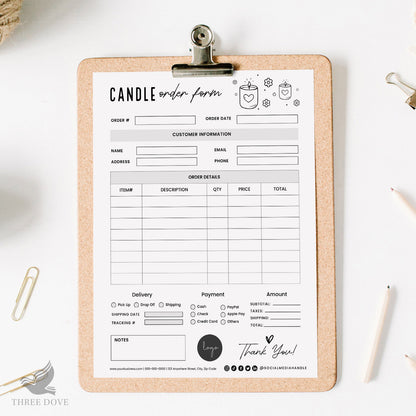 Editable Candle Order Form Template