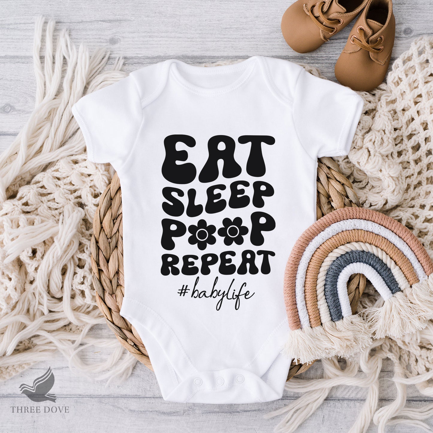 eat sleep poop repeat retro wavy svg