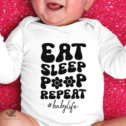 Eat Sleep Poop Repeat Retro Wavy SVG