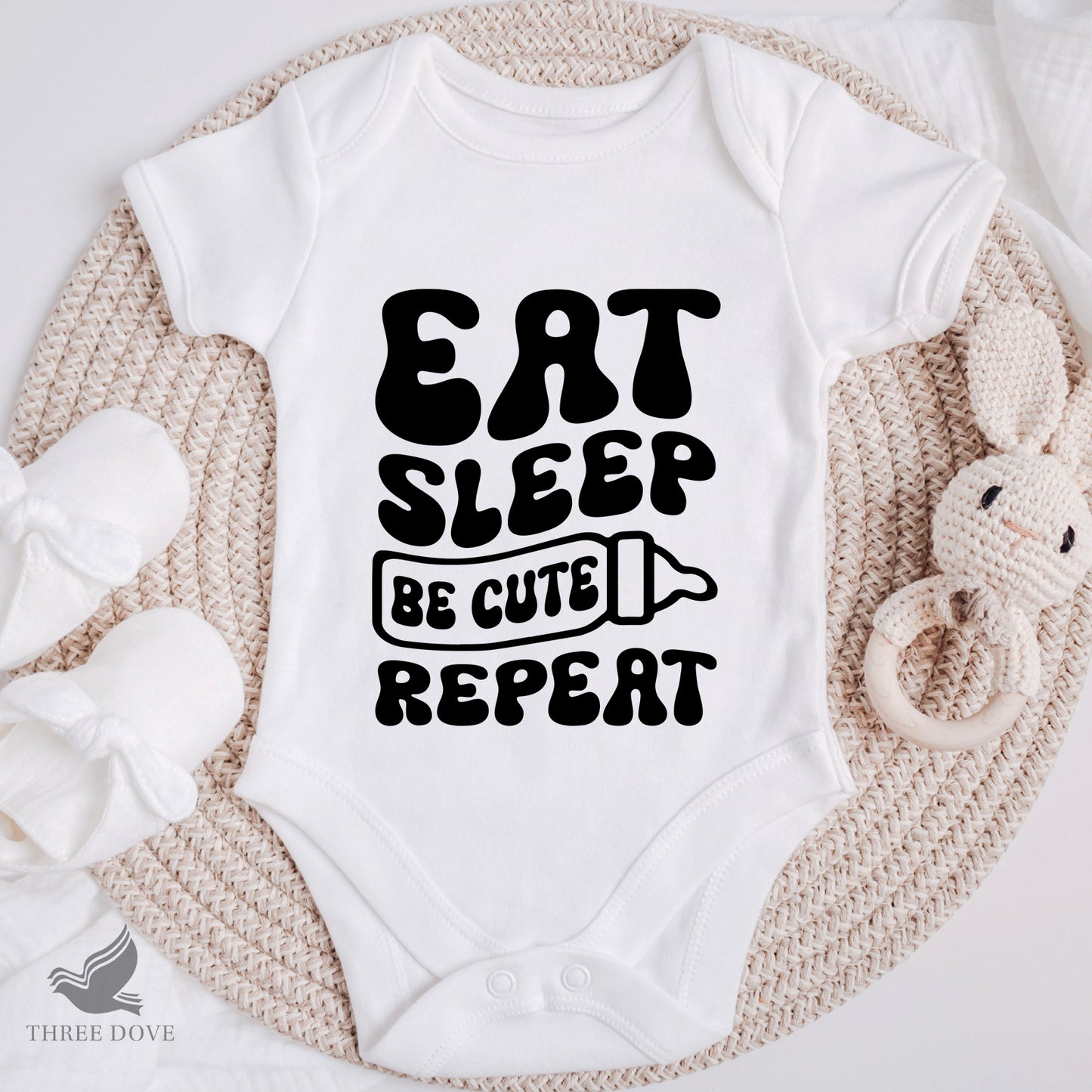 eat sleep be cute repeat retro wavy svg