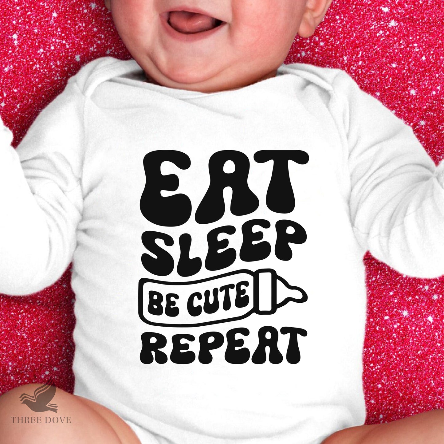 eat sleep be cute repeat retro wavy svg