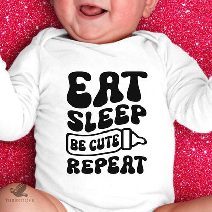 Eat sleep be cute repeat Retro Wavy SVG