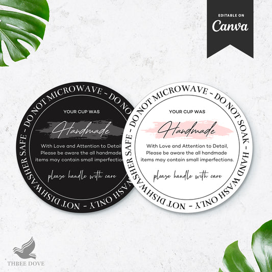 Editable Round Cup Care Instructions Card Template