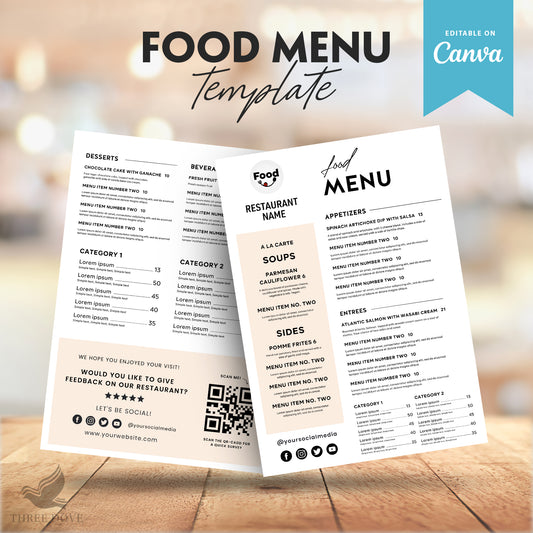 Royal Color Restaurant Food Menu DIY Template