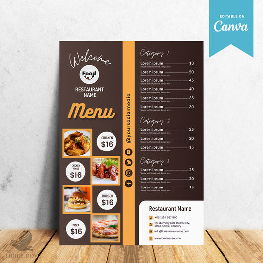 Dark Color Restaurant Food Menu Template