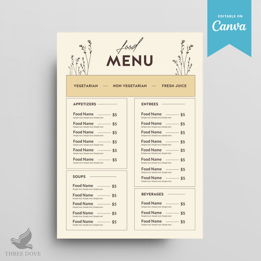 Minimalist Editable Food Menu Template