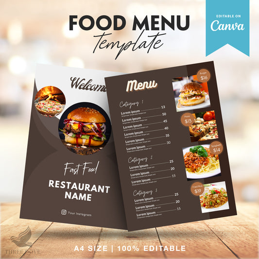 Restaurant Food Menu Editable Template