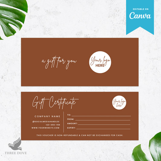 Editable Dark Color Gift Card Template