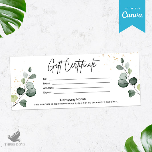 Greenery Gift Card Editable Template