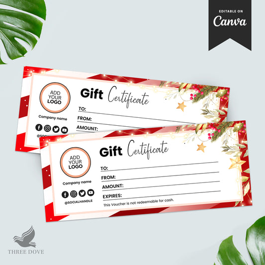 Editable Christmas Gift Card Template