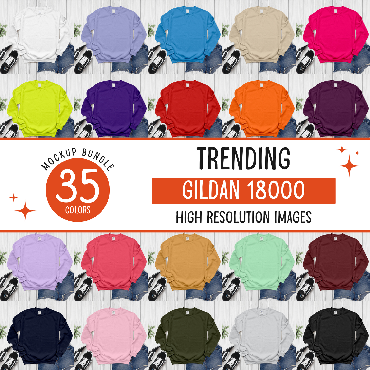 gildan 18000 sweatshirt mockup bundle - d2