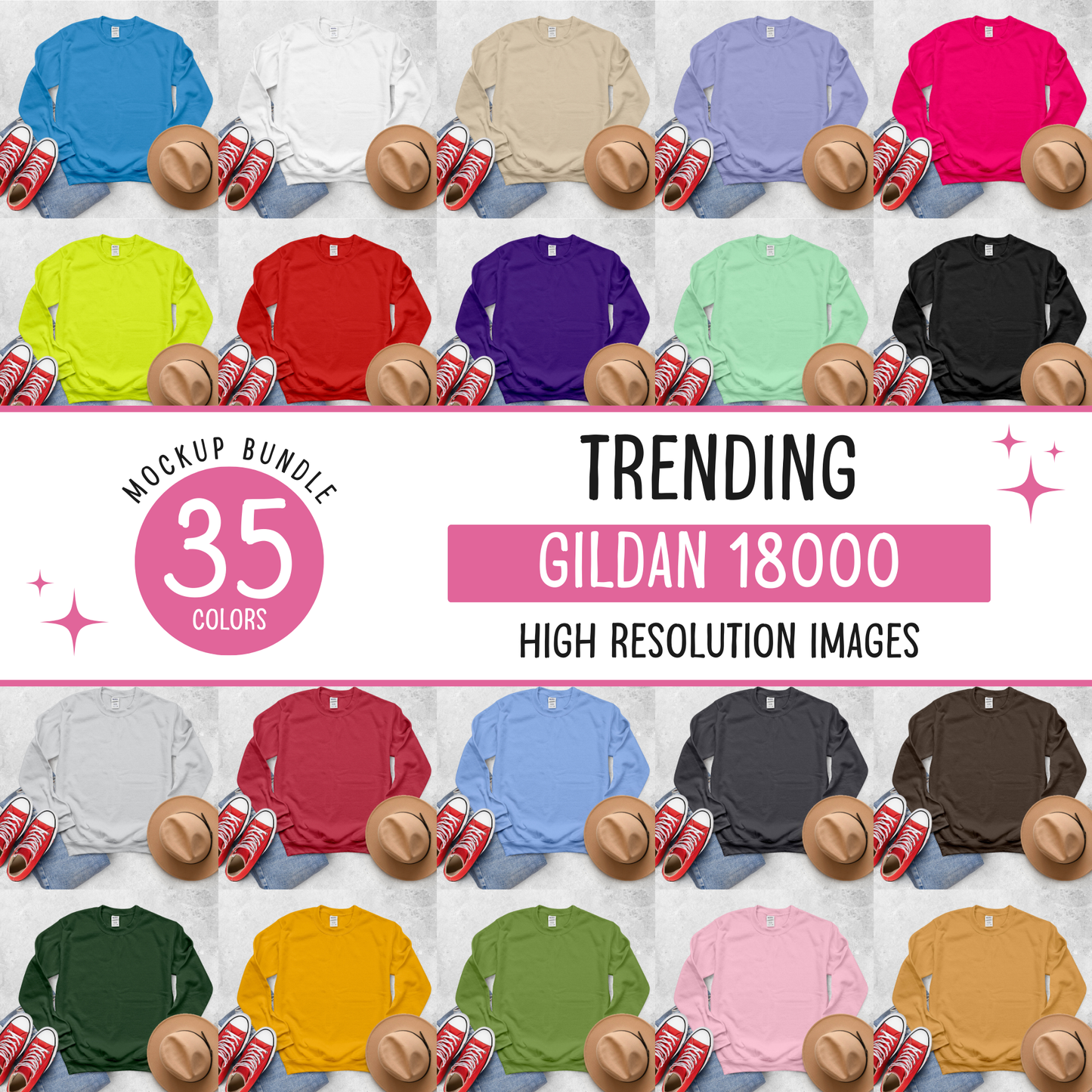 gildan 18000 sweatshirt mockup bundle - d8