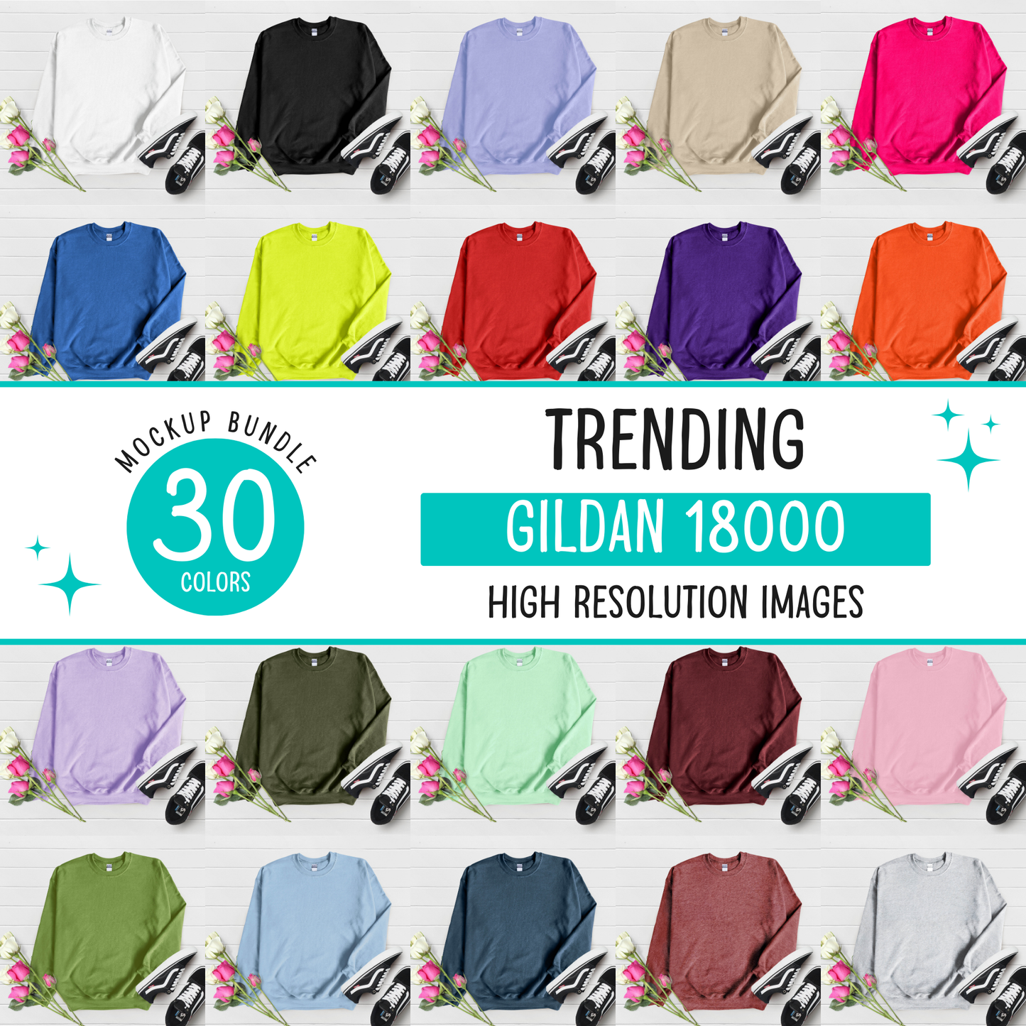 gildan 18000 sweatshirt mockup bundle - d19