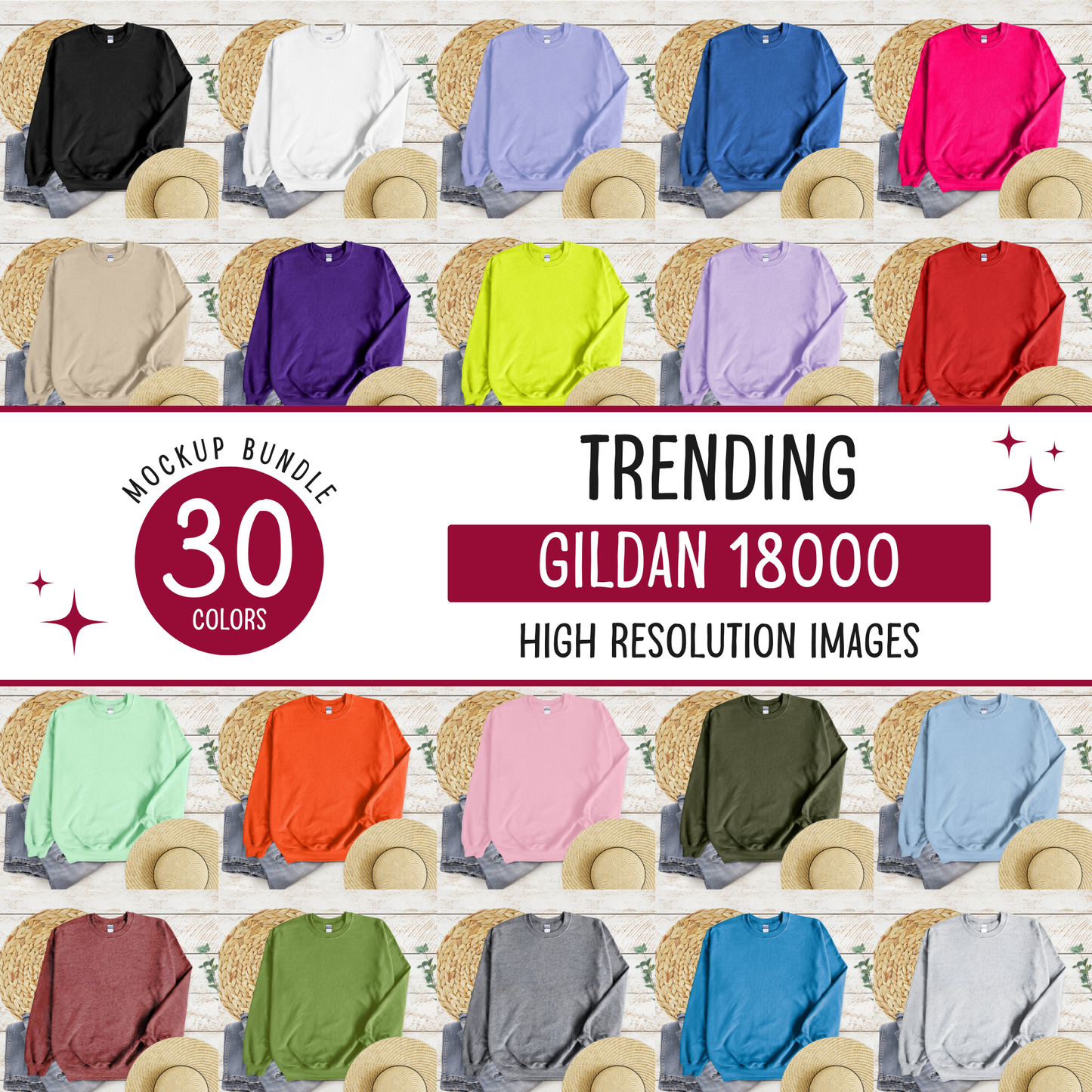 gildan 18000 sweatshirt mockup bundle - d16