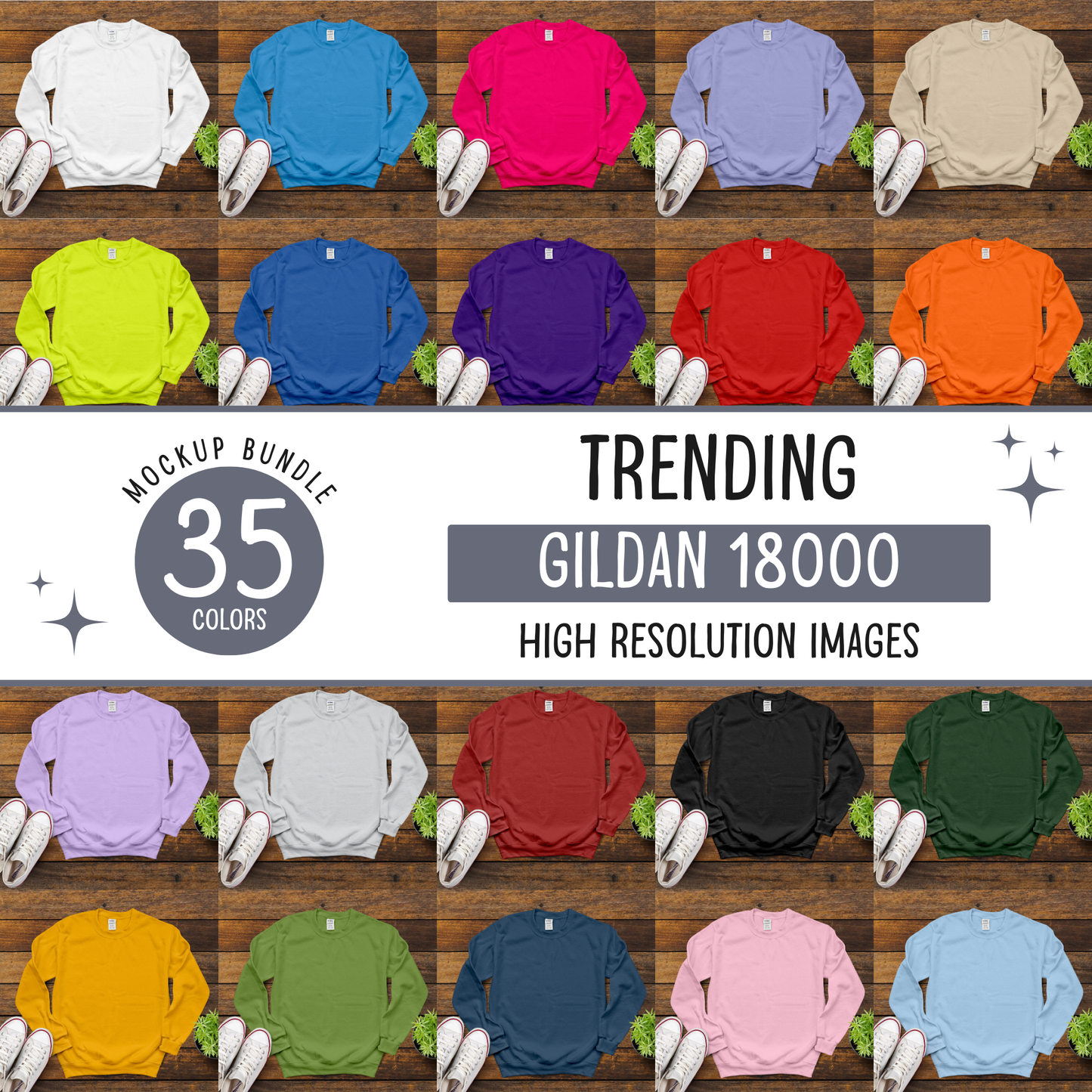 gildan 18000 sweatshirt mockup bundle - d7