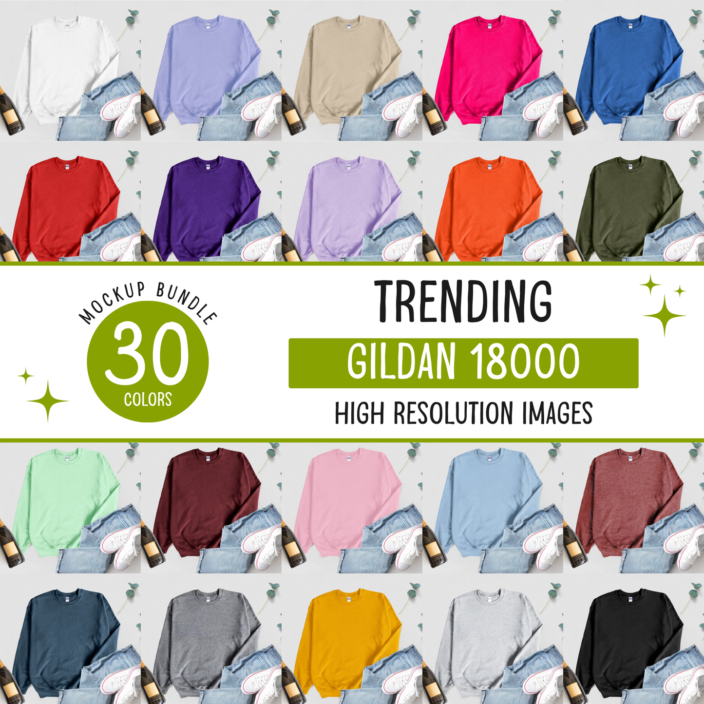 gildan 18000 sweatshirt mockup bundle - d20