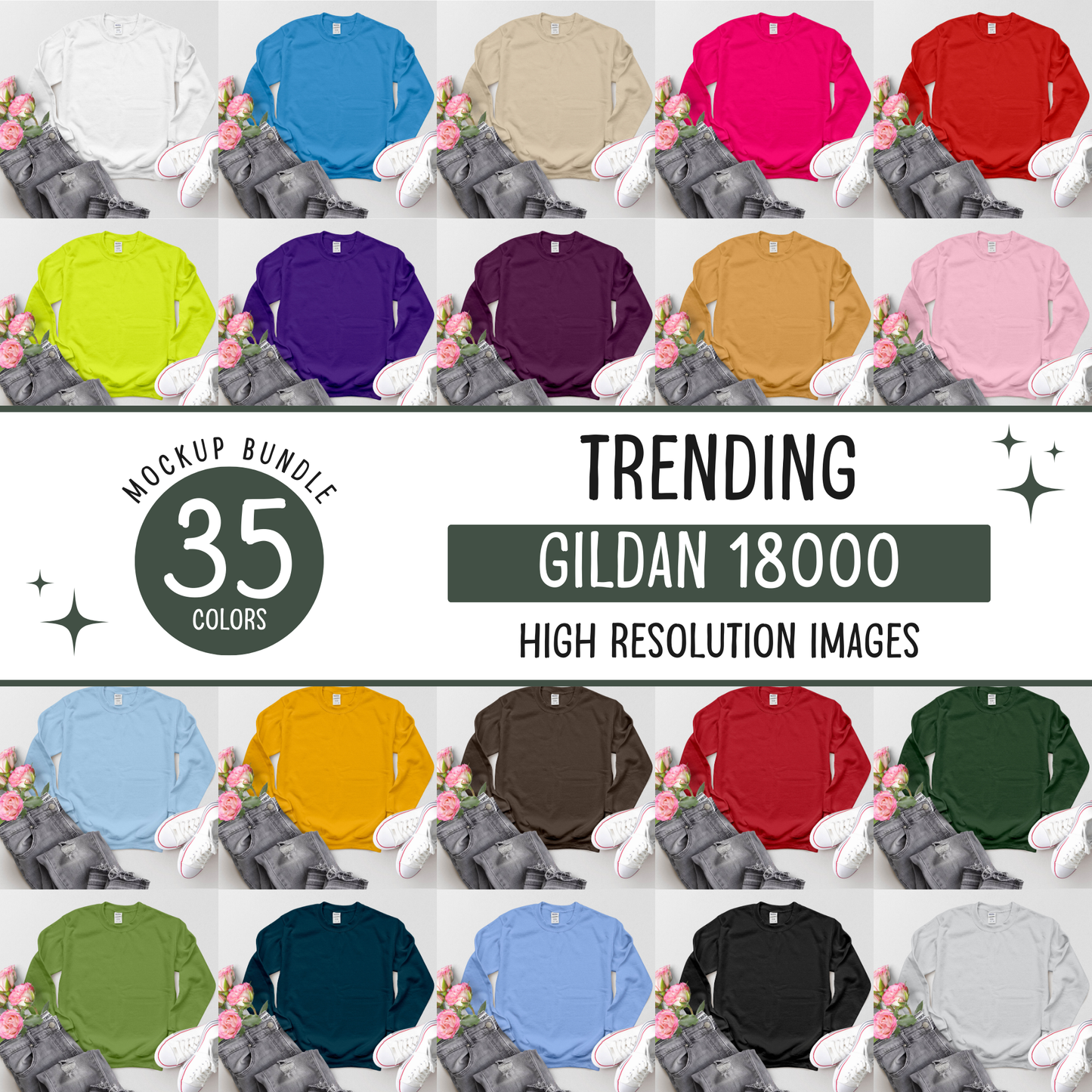 gildan 18000 sweatshirt mockup bundle - d4