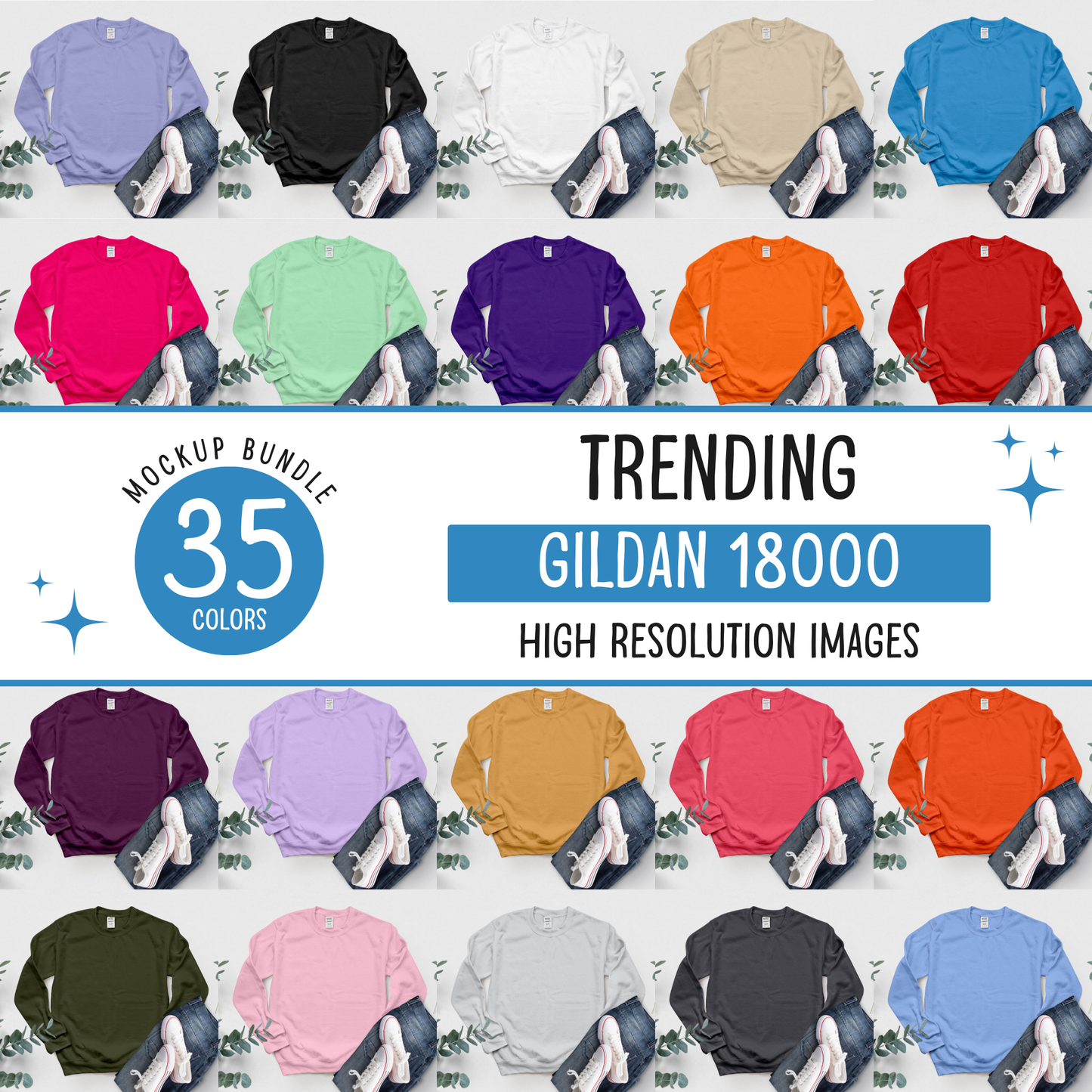 gildan 18000 sweatshirt mockup bundle - d5