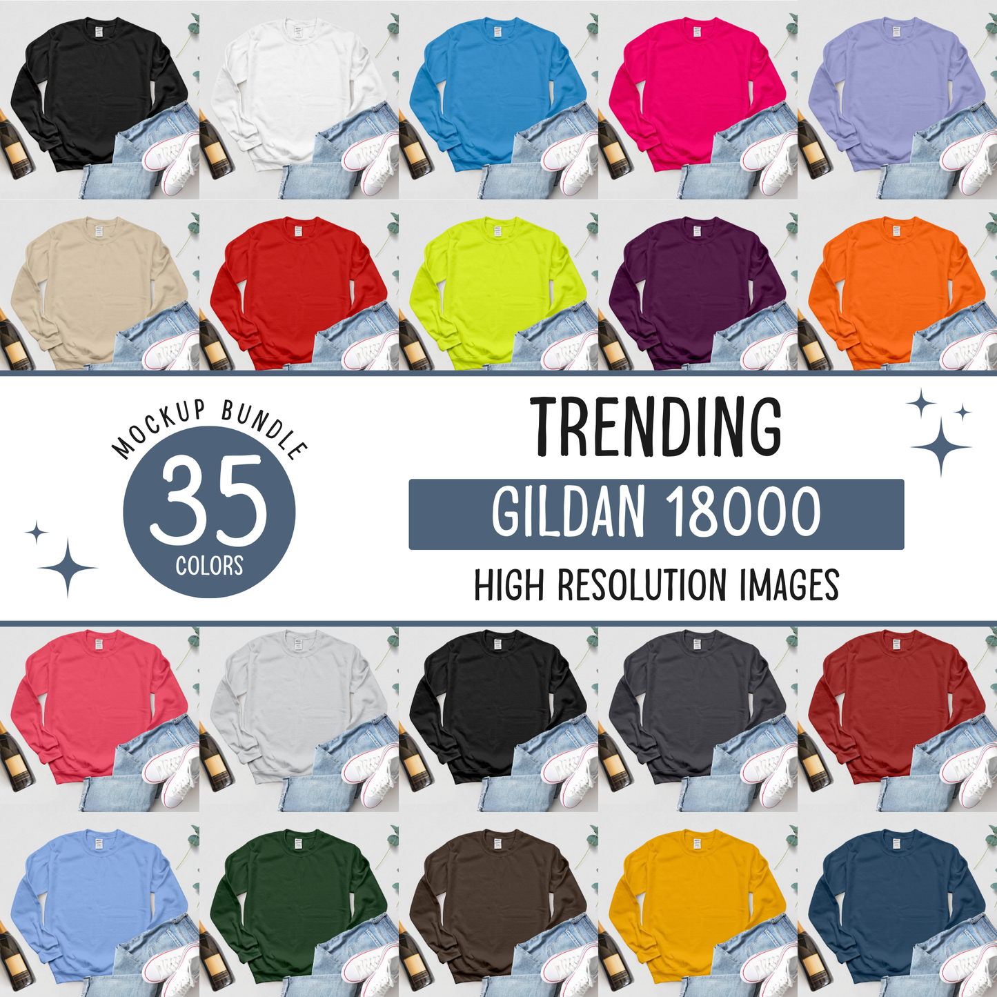 gildan 18000 sweatshirt mockup bundle - d10