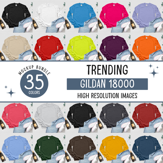 Gildan 18000 Sweatshirt Mockup Bundle - D10