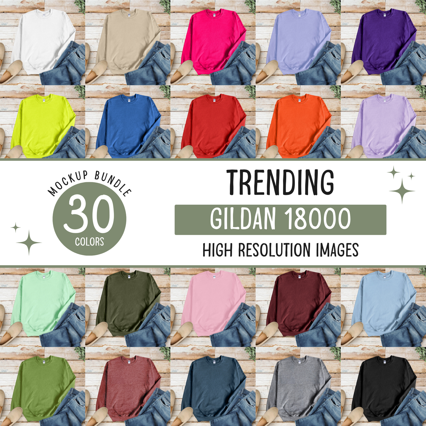 gildan 18000 sweatshirt mockup bundle - d11