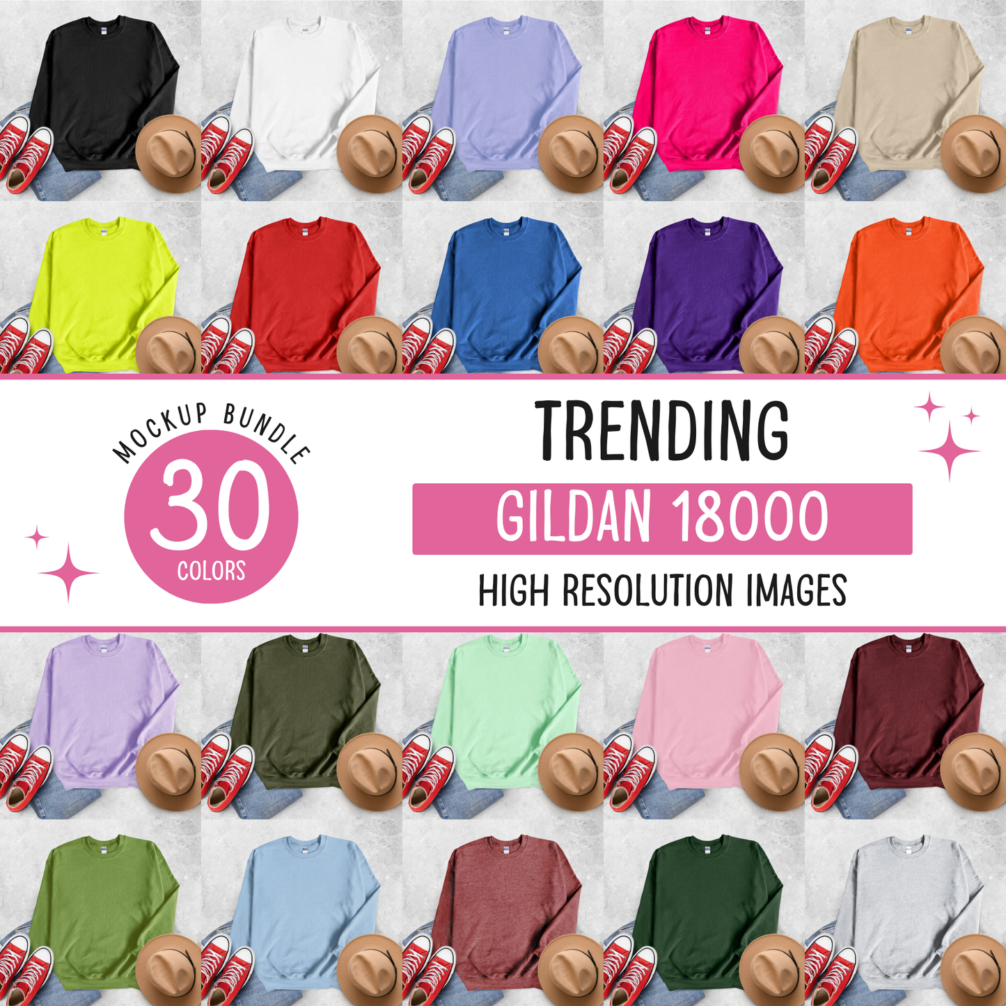 gildan 18000 sweatshirt mockup bundle - d18