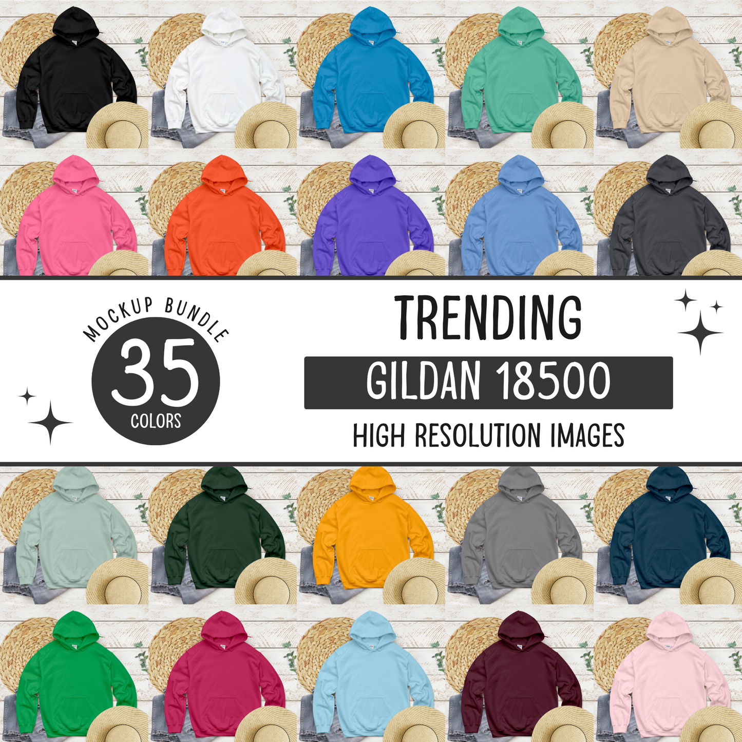 gildan 18500 hoodie mockup bundle - d6