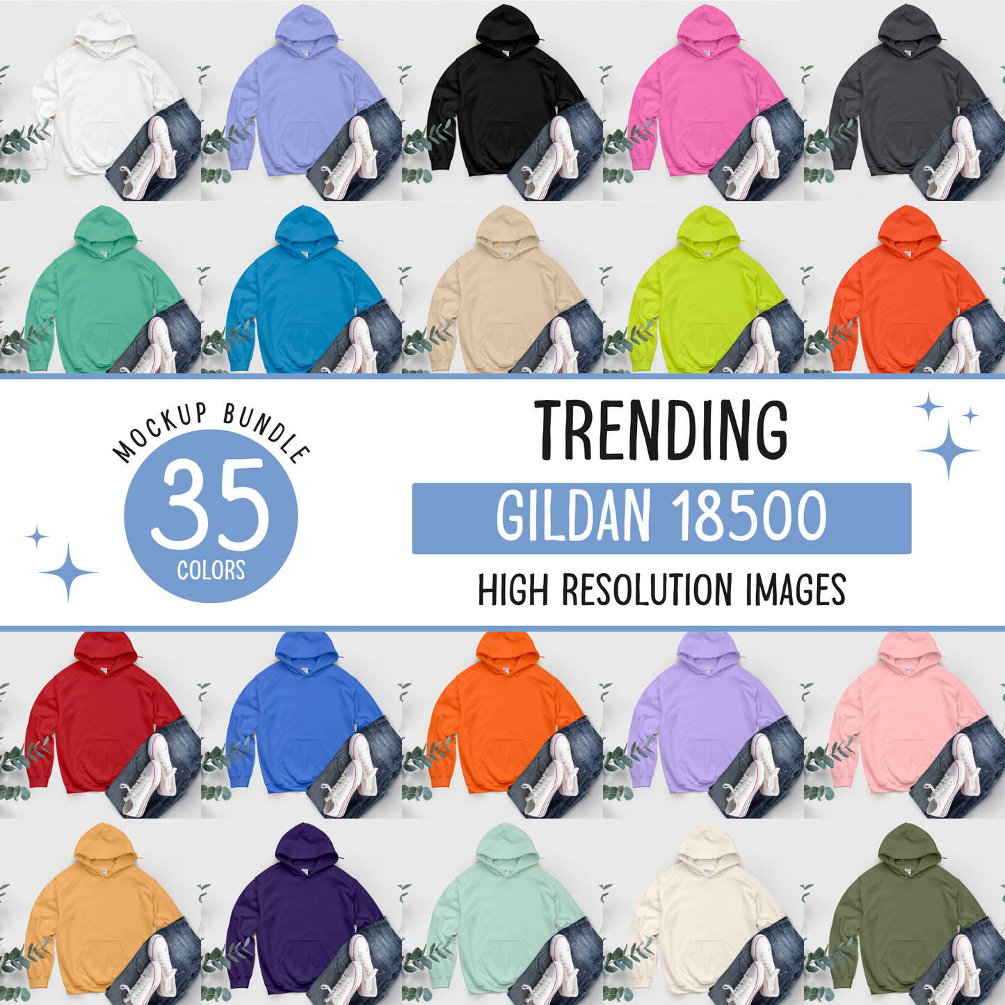 gildan 18500 hoodie mockup bundle - d5