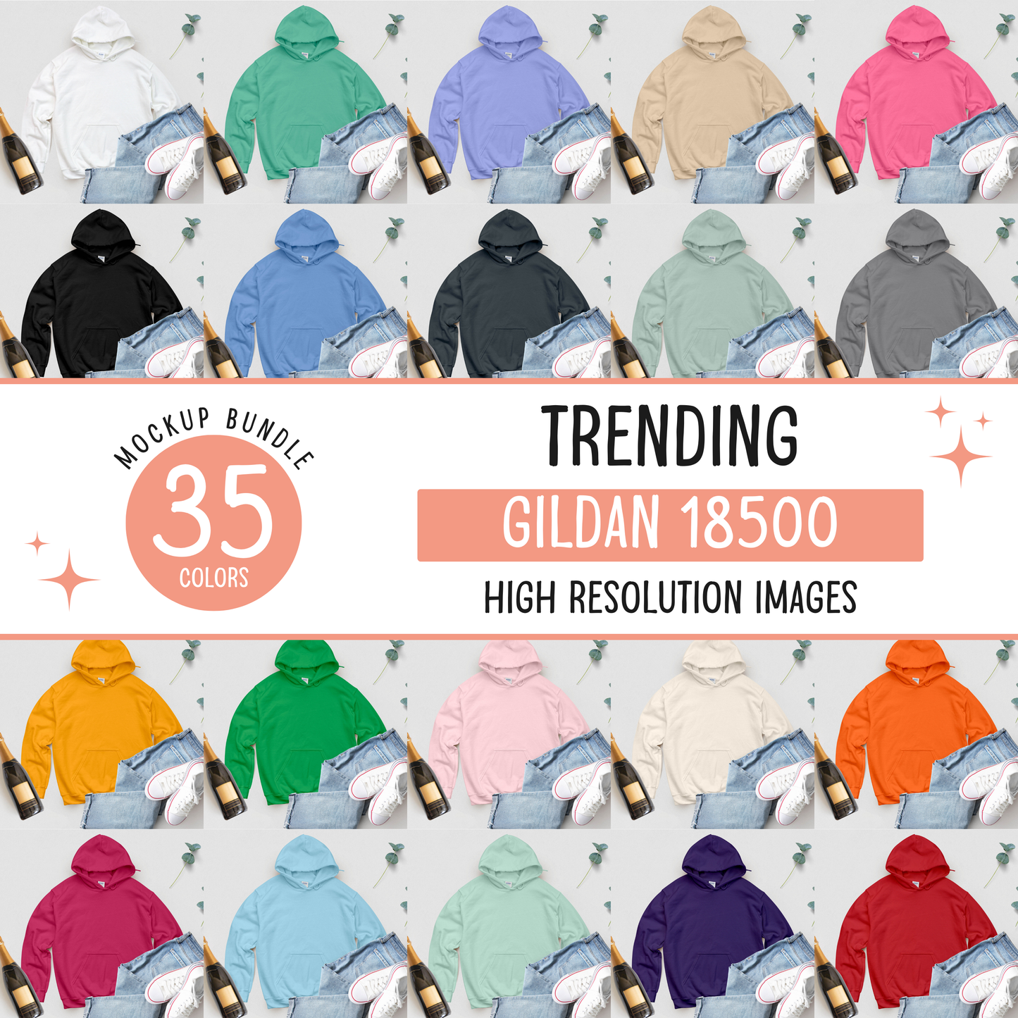 gildan 18500 hoodie mockup bundle - d10