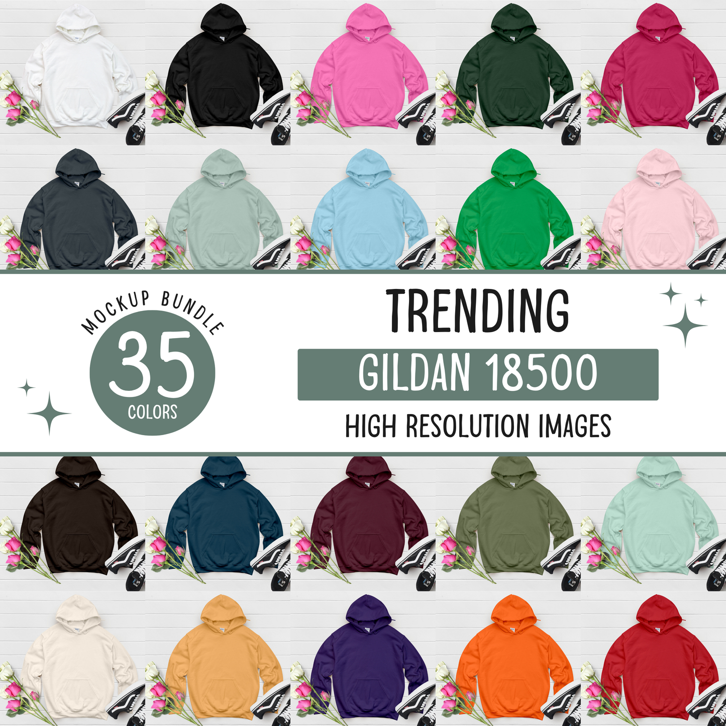 gildan 18500 hoodie mockup bundle - d9